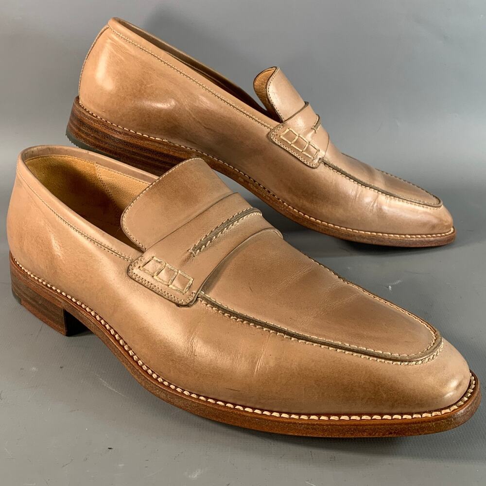 GRAVATI Size 9.5 Tan Beige 17293 Leather Penny Loafer Loafers